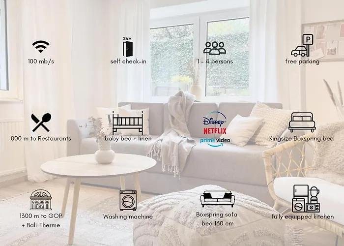 Lägenhet Stadt-oase - Kostenlos Parken, Ruhig, Kliniken, Gop, Bali-therme, Boxspringbett *